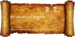 Mirkovics Kabos névjegykártya